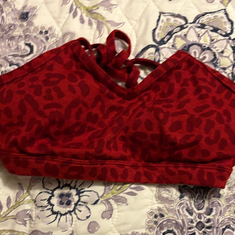 Bombshell Sportswear Red Leopard Crop Top